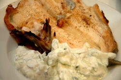 trout with yogurt sauce