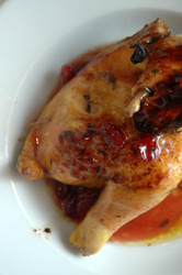 cornish game hen with double cranberry thyme sauce