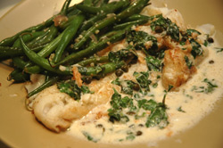 halibut with green sauce