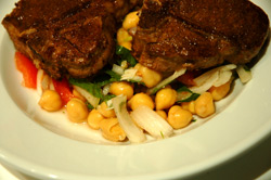 spiced lamb chops with chickpea salad