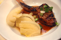 cider glazed lamb chops with fennel in honey and wine