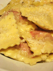 beet ravioli with herb butter