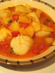 scallop tarragon saffron broth