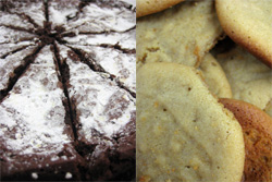 spicy chocolate flourless cake and peanut butter cookies