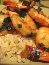 stir fried shrimp and scallions